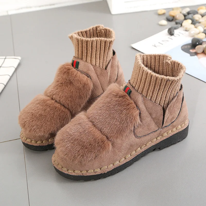 

2018 Women Winter Boots Suede Ankle Shoes Female Warm Fur Snow Boots Fashion Sock Booties Flats Shoes Platform Ladies Footwear