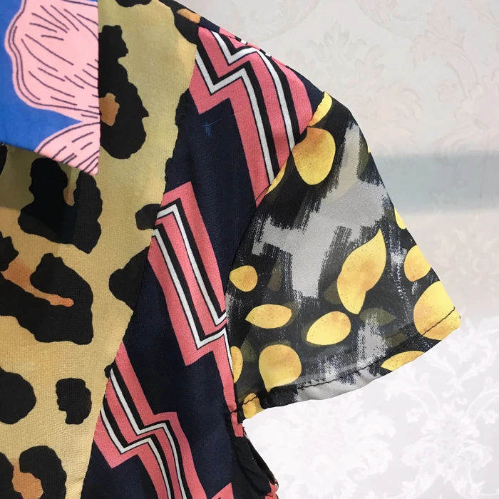 S-XXL, большой размер, высокое качество, лето, принт, отложной воротник, v-образный вырез, короткий рукав, лодыжки, платье для пляжного отдыха женщин