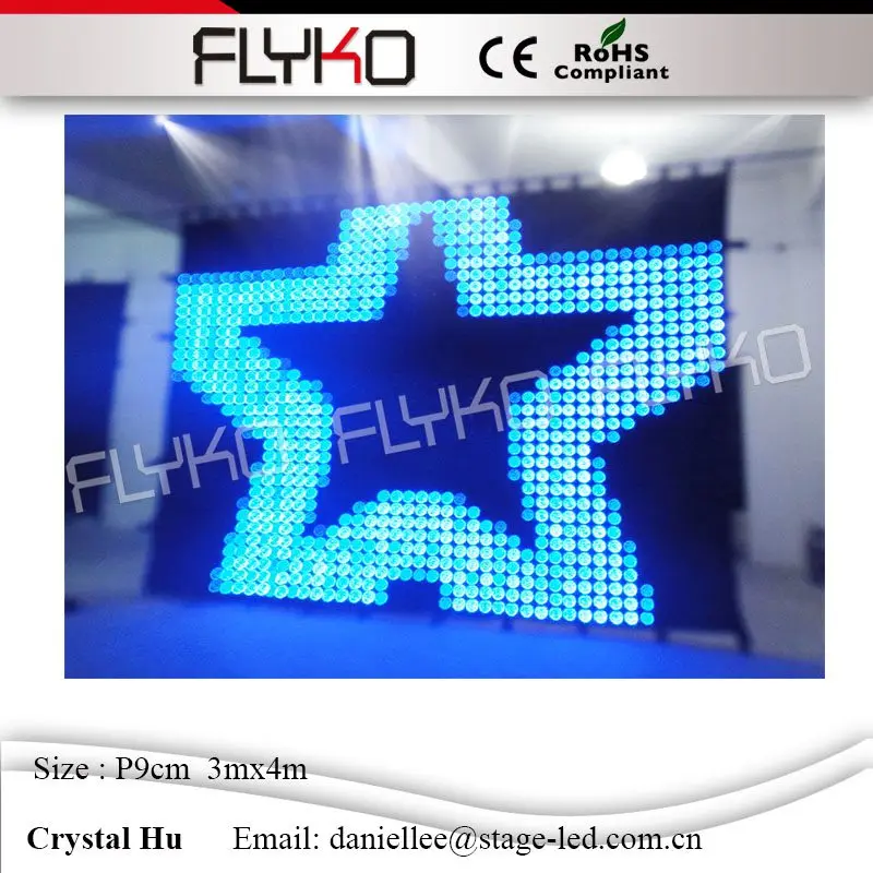 

Affordable high quality long service life led video curtain led cloth wall programmable p90mm 3x4m