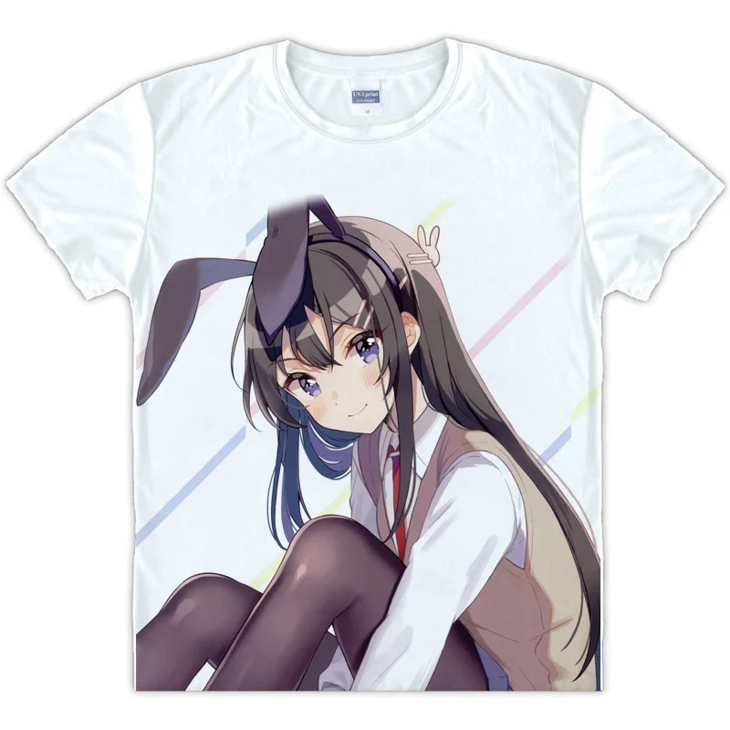 

Men's T-shirt Anime Rascal Does Not Dream of Bunny Girl Senpai Short Sleeve Tee Unisex White Tee Top Shirt Summer Tshirt
