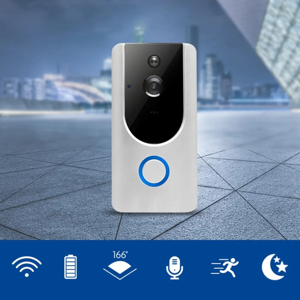 

ZC-IP09S Wifi Wireless Video Doorbell 166 Degree Wide Angle Infrared Night Vision Long Standby Two-way Voice
