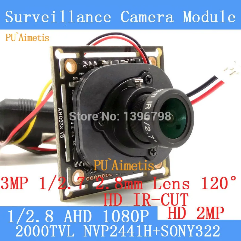 

PU`Aimetis 2MP 1920*1080P AHD Camera Module 1/2.8 NVP2441+SONY IMX322 2000TVL 2.8mm 120degree surveillance camera ODS/BNC Cable