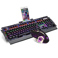 Newest Mechanical Keyboard 104 keys Blue Black Switch LED Backlight USB Gaming Keyboard Mouse Combo for PC Games Teclado