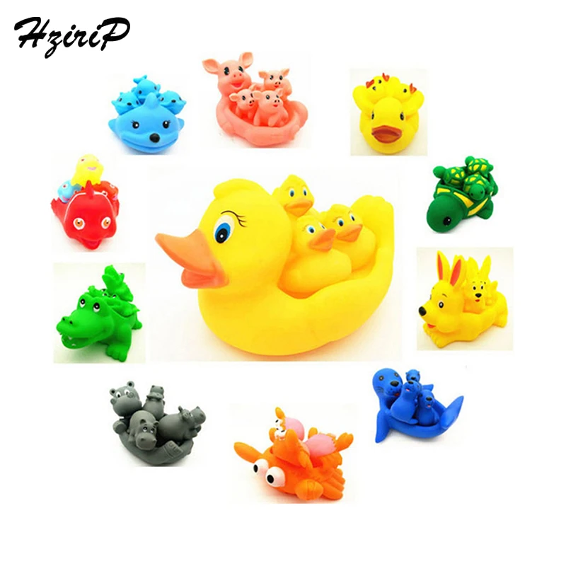 

HziriP Large Bath Toys Baby Squeaky Bathing Swimming Wash Play Soft Rubber Cute Animal Duck Crab Fish Sound Toys Gifts Hot Sale