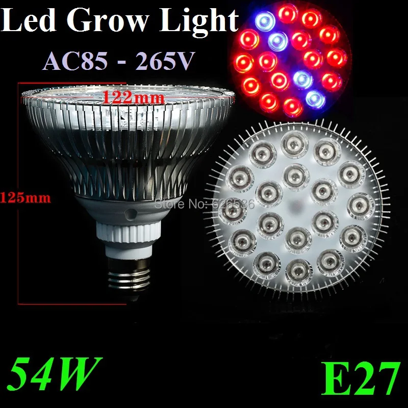 

54W E27 14RED&4BLUE 85-265V Hydroponic Plant Flowers Vegatables Greens LED Grow Lights Plant Growing Lamp