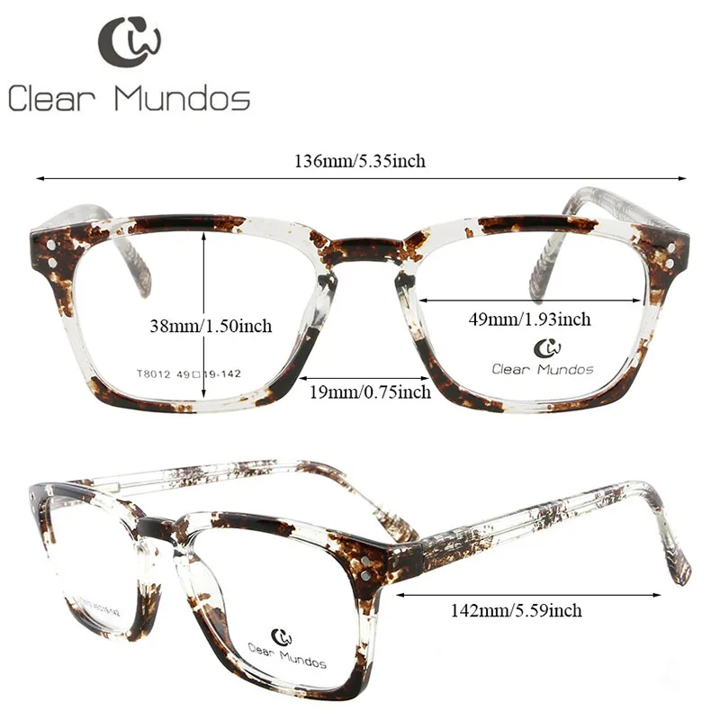 CLEAR MUNDOS TR90 Glasses Frame for Adults New Myopia Optical Frames Prescription Eyeglasses Clear lens Glasses for T8012
