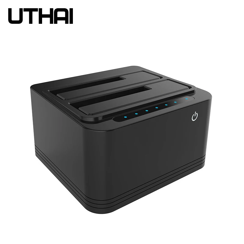 UTHAI G04 многофункциональный двойной слот USB3.0 жесткое основание привода 2,5/3,5 дюймов жесткий диск HDD офлайн копия Cloner - Цвет: Черный