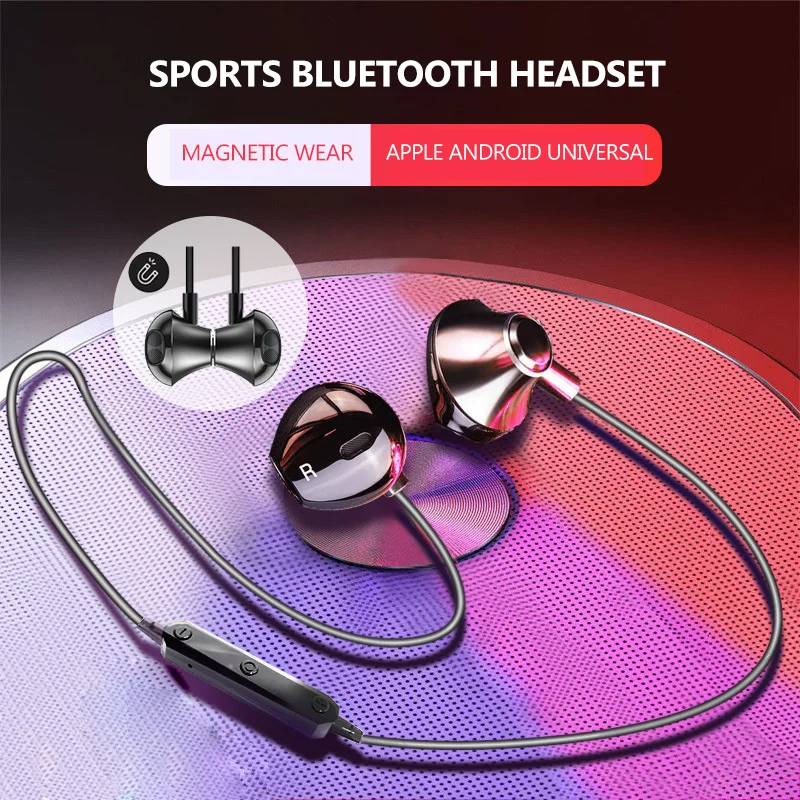 

Neckband Bluetooth Earphone Wireless Headphones Magnetic Stereo Earbuds Sweatproof Headphone with Mic Active Noise Cancelling