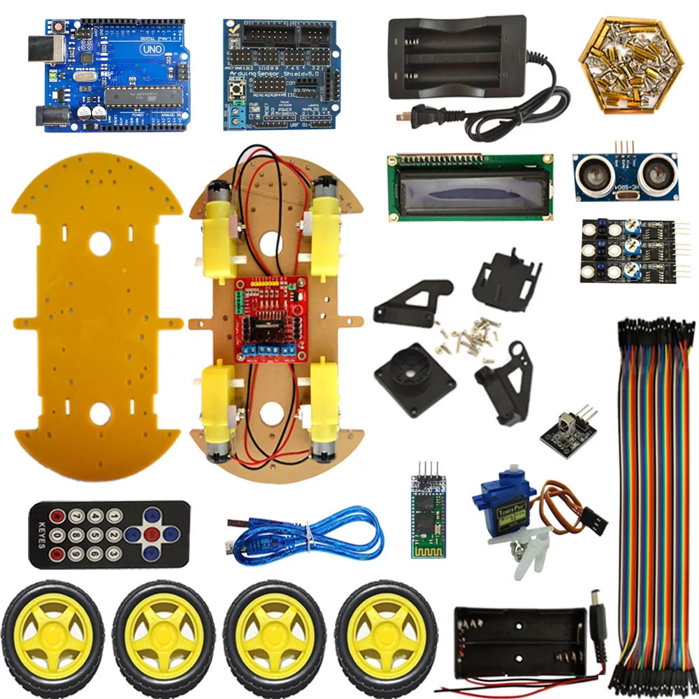 

Smart Robot Car Kit Bluetooth multi-function car kit include UNO R3,Ultrasonic Sensor, Bluetooth Module for Arduino