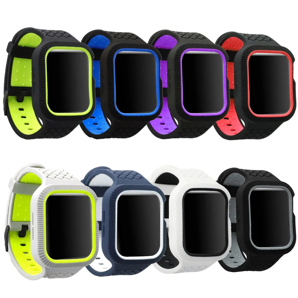 Для наручных часов Apple Watch версии 44 мм 40 силиконовый ремешок с Чехол Прочный
