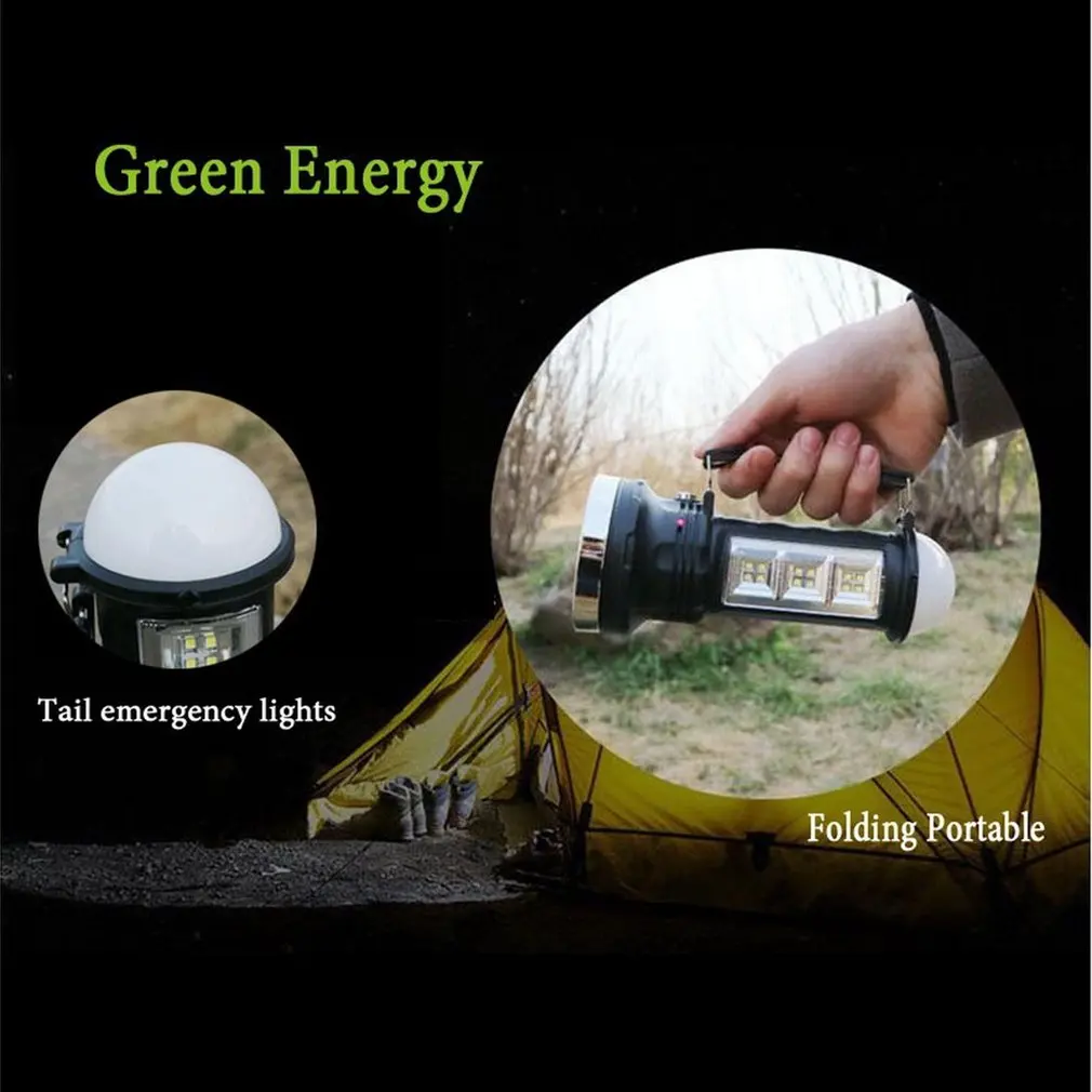 Три кнопки портативный светодиодный фонарик перезаряжаемые солнечной энергией для пеший Туризм Кемпинг высокий яркий низкая мощность