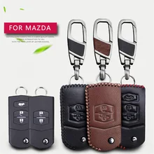 

Genuine Cow Leather Men & Women Car Key Holder Cover Bag Key Case For Mazda 3 6 CX5 CX7 323 626 Familia Key Case Funda Llave