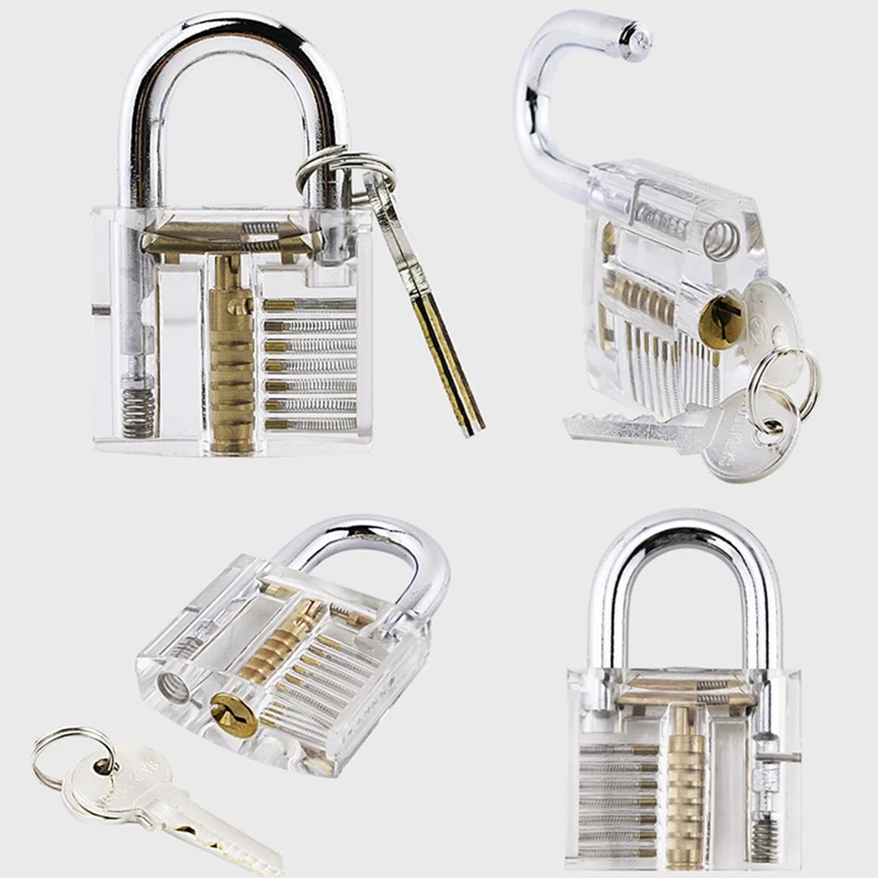 Transparent Visible Pick Cutaway Practice Padlock Lock With Broken Key Removing Hooks Lock Extractor Set Locksmith Tool 4