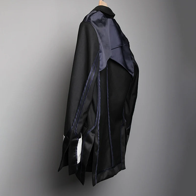 TWOTWIN стильный лоскутный женский Блейзер Куртка с лацканами длинный рукав Пиджаки Пальто Топы Женская модная одежда английский стиль осень