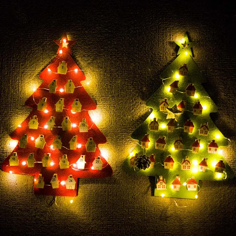 Christmas Countdown Calendar Light Tree LED Hanging Xmas Tree Ornaments