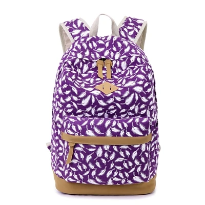 Рюкзак ZENBEFE с принтом перьев, Брезентовая сумка, модный рюкзак, школьные сумки для подростков, качественный рюкзак для ноутбука, дорожная сумка - Цвет: Purple