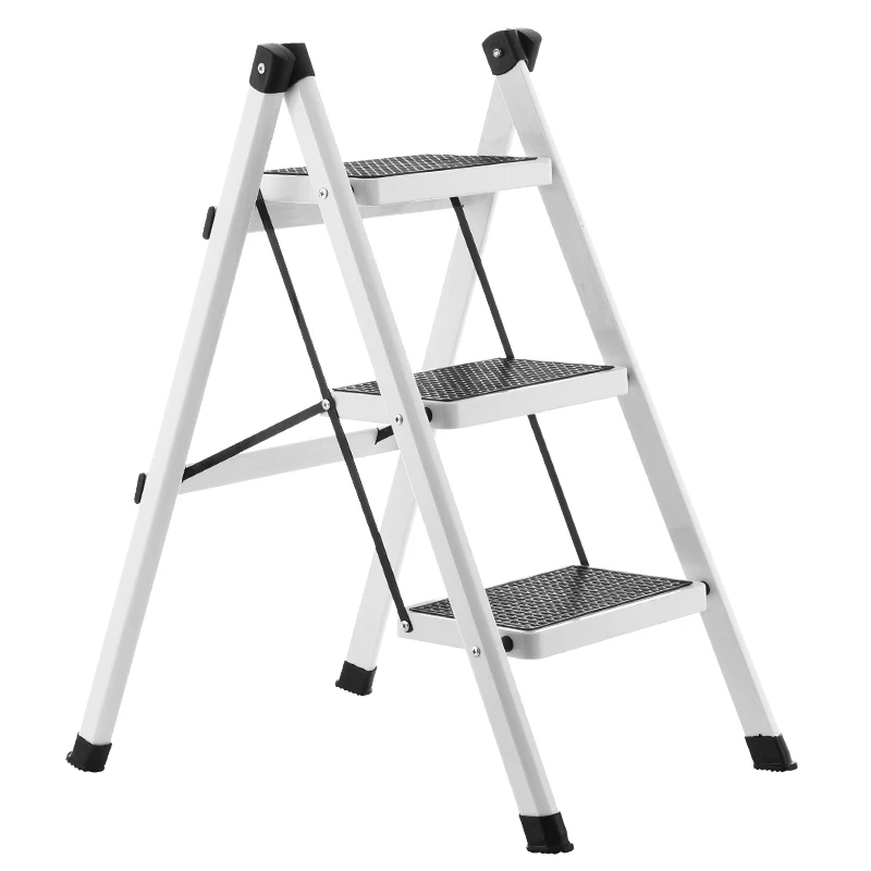 

15%folding step ladder stool three-step thickened iron pipe indoor ladder three-step ladder kitchen ladder