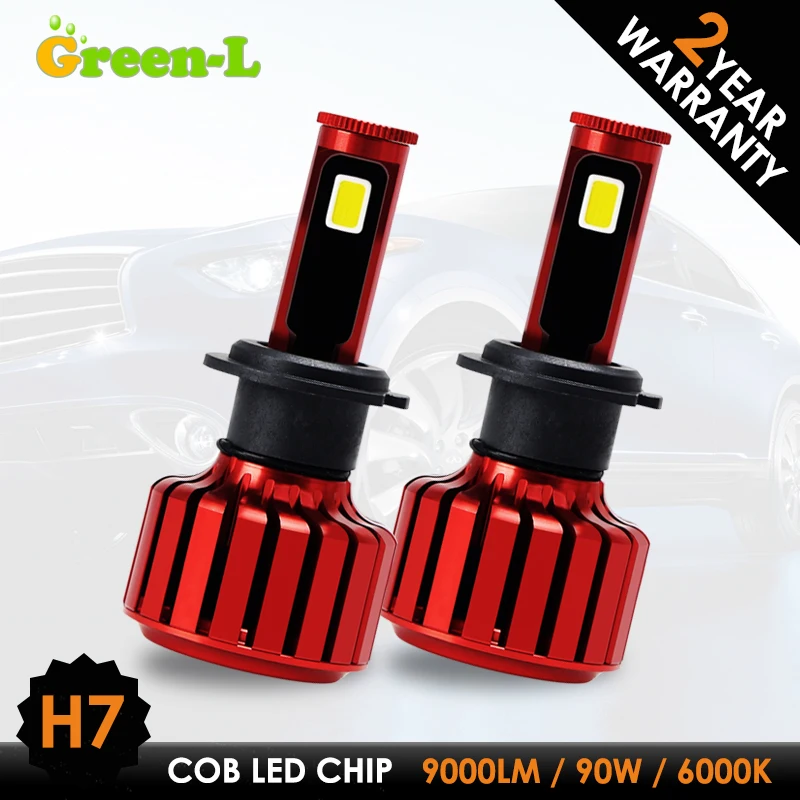2x автомобиля светодио дный фары лампы H7 70 Вт 9000lm удара H4 H3 H1 880 9005 9006 COB чип супер
