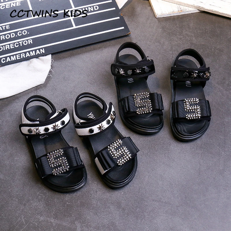 

CCTWINS Kids Shoes 2019 Summer Girls Fashion Rhinestone Party Shoe Boys Beach Rivets Flats Baby Letter Princess Sandals PS727