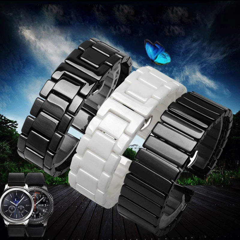 

TKN Replacement Strap For Samsung Galaxy 42mm 46mm Watch Smart Ceramic Watchband GEAR S4 S3 S2 Male and Female bracelet