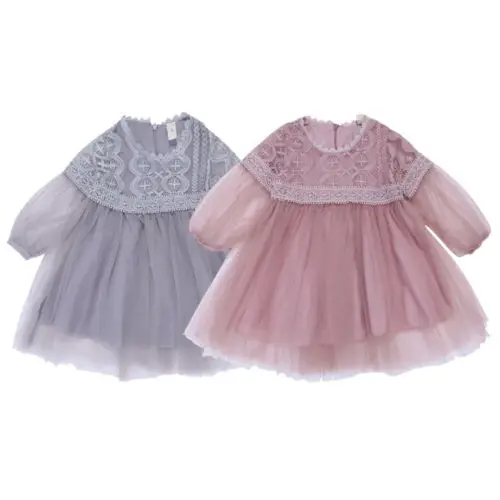 

Baby Newborn Girl Princess Dress Long Sleeve Lace Pageant Party Dresses Toddler Dresses