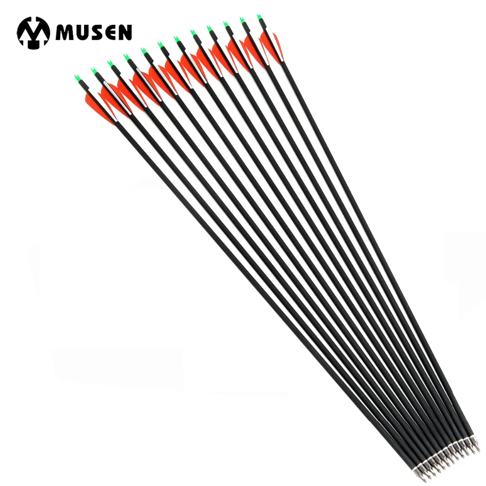 

6/12/24pcs Spine 500 Carbon Arrow With Replaceable Arrowhead 30 Inches Length Archery for Compound/Recurve Bow Hunting
