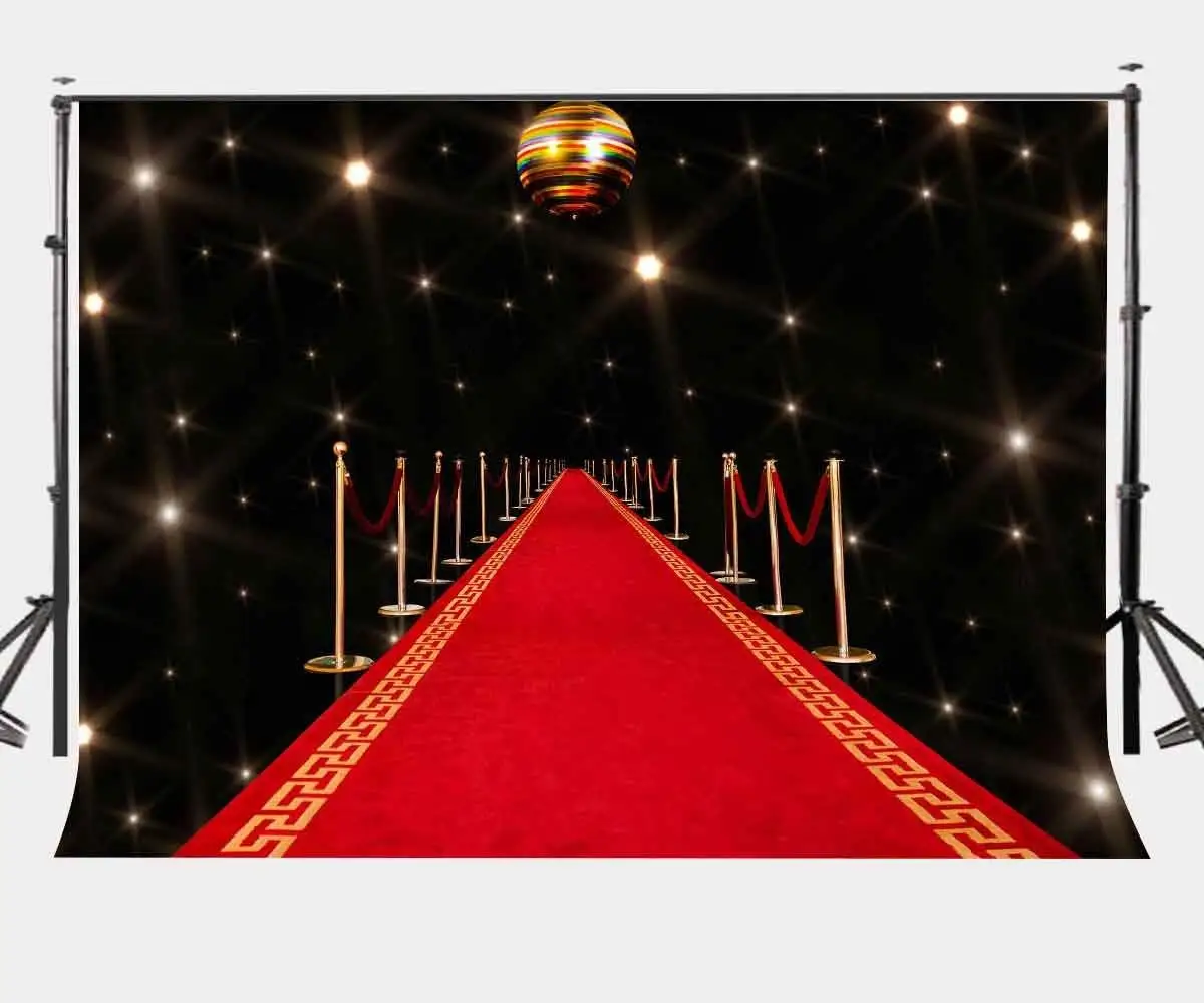 

150x220cm Endless Red Carpet Backdrop Black Background Shiny Ceiling Photography Background Studio Props