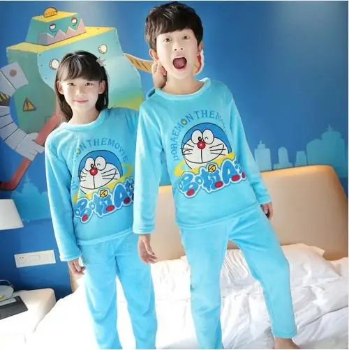 Детская одежда для сна для мальчиков и девочек, пижамный комплект для маленьких мальчиков и девочек, фланелевые зимние утепленные детские пижамы с рисунками, Детские пижамные комплекты - Цвет: style 14