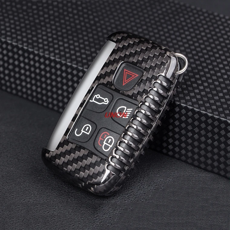 

Carbon Fiber Car Key Pack Cover Key Case Holder Shell Keychain Accessories FIT For Land Rover Range Rover Evoque/Jaguar