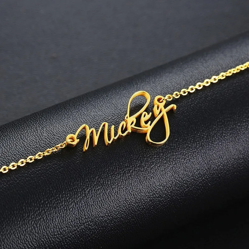 

Custom Bracelet for Women Personalized Stainless Steel Name Bracelets Customized Handwriting Nameplate Brackelts for Jewelry