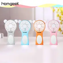 Homgeek портативный Медведь Форма вентилятор с зеркалом мини ручной настольный USB перезаряжаемые Складной вентилятор 2 скорость для офис