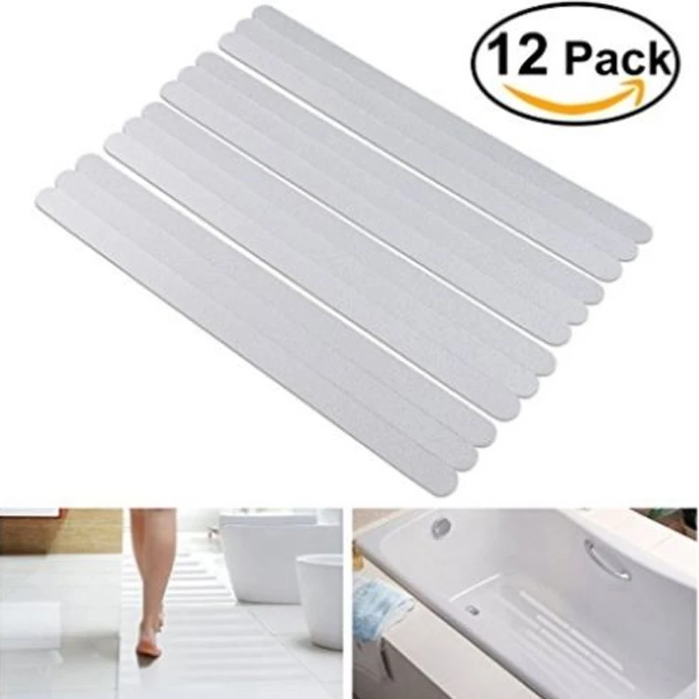 12pcs Anti Slip Bath Grip Stickers Non Slip Shower Strips Flooring
