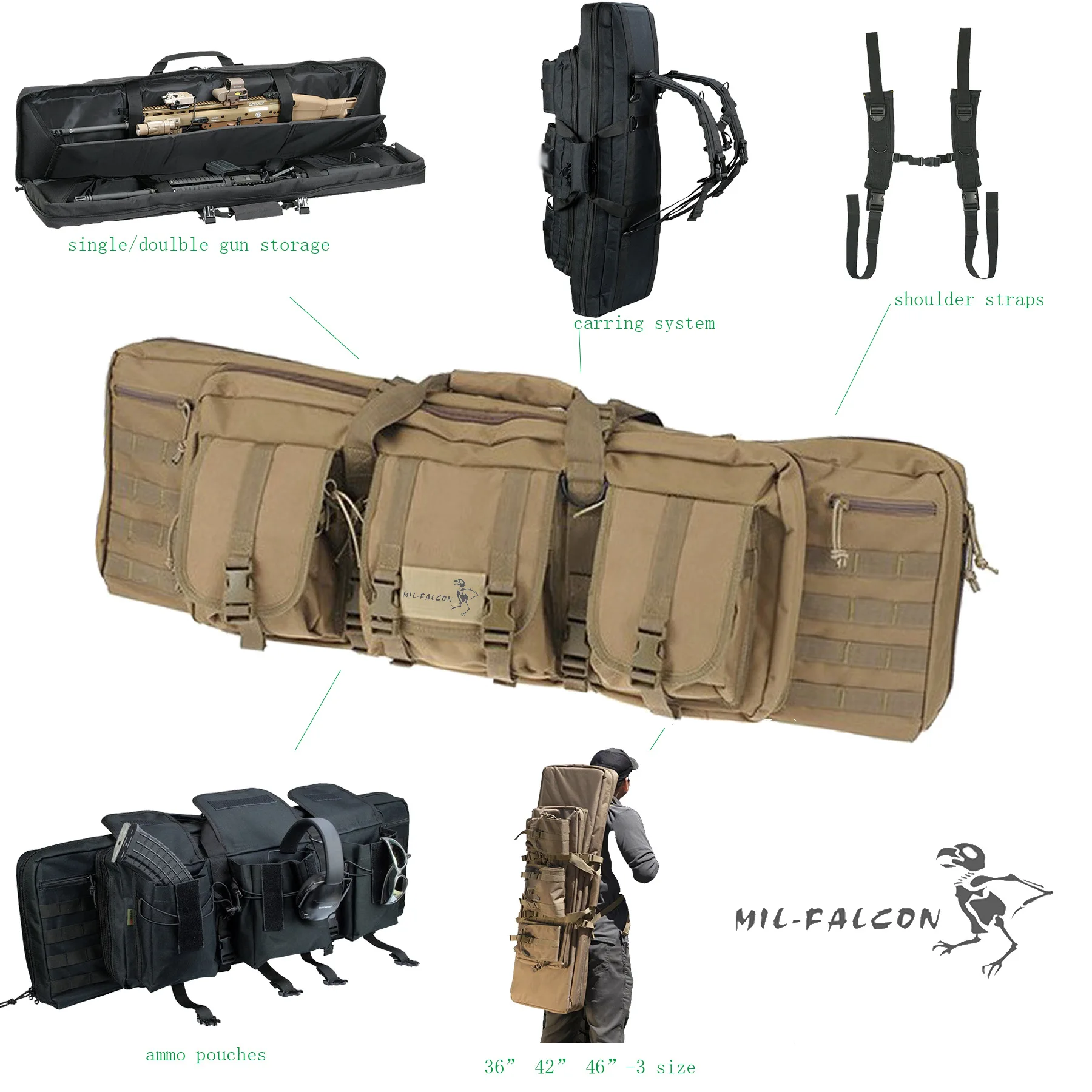 Gun Bag Outdoor Hunting Tool Shooting Bag Tactical Sniper Rifle Bag 36 Inch Double Lancet Bag