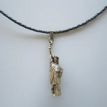 Античная бронза с покрытием 3D Liberty просветляющая мир металлический Шарм Подвеска кожаная ожерелье галстук