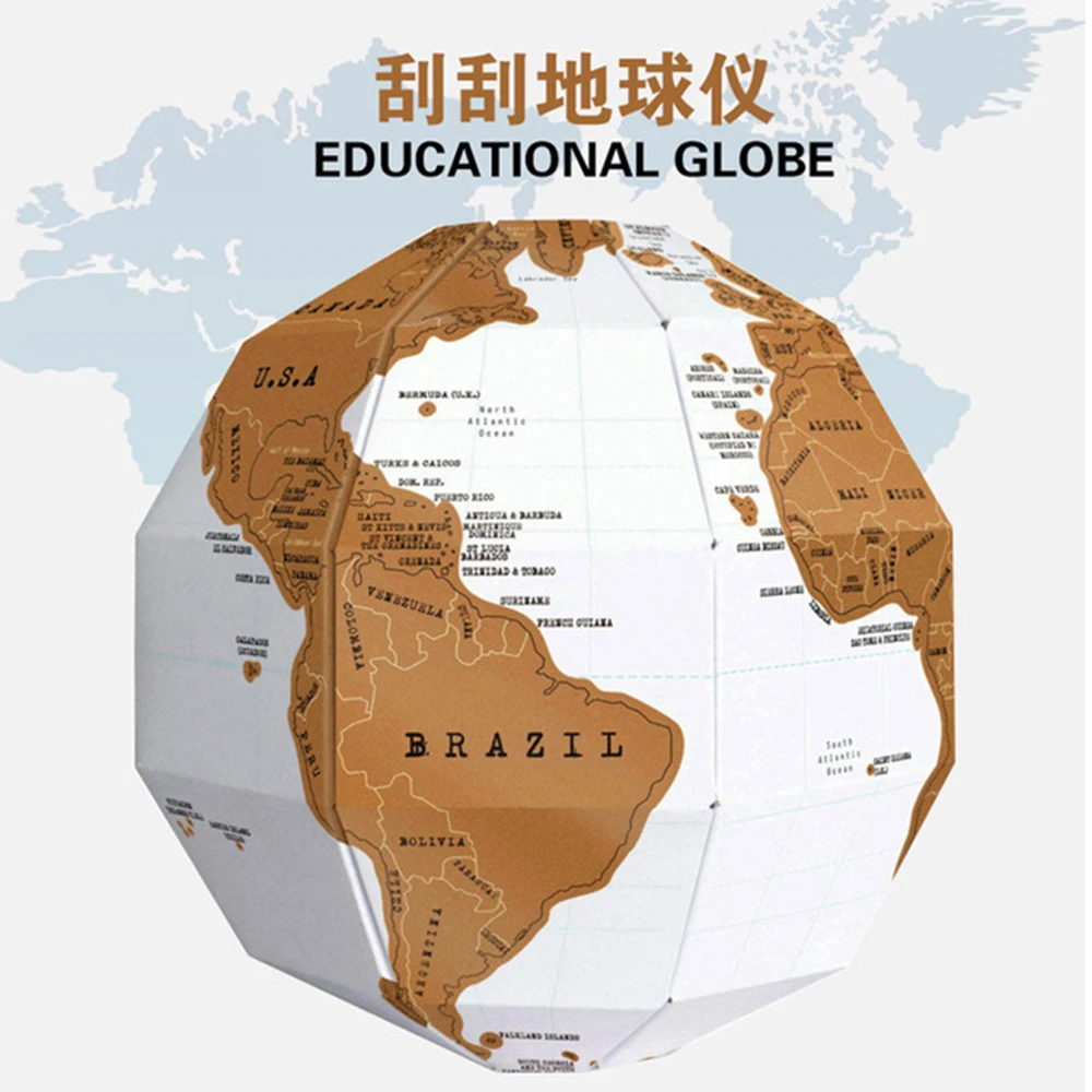 

DIY Scratch Globe 3D Stereo Assembly Globe World Map Travel Kid Child Toy Gift