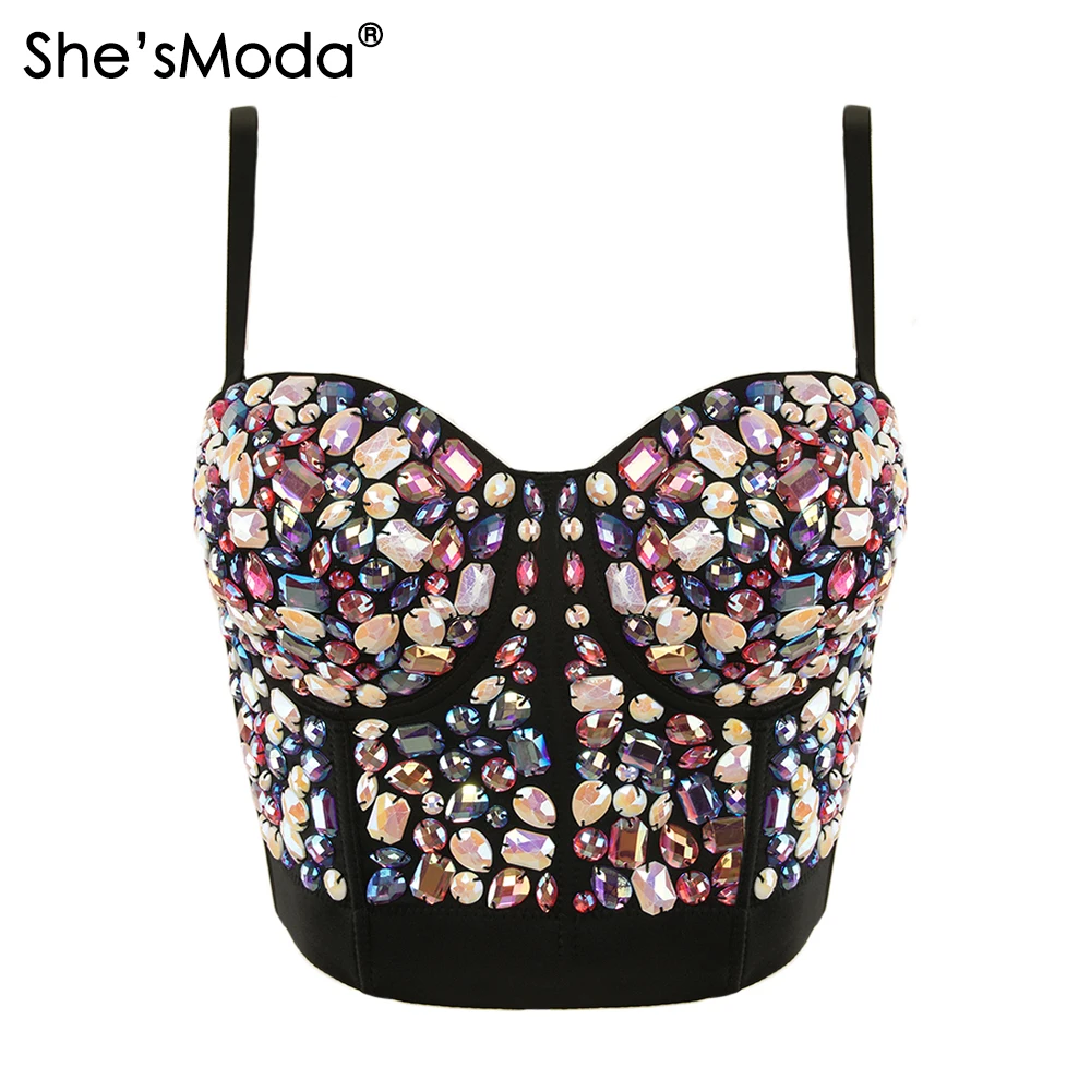Цветные стразы She'sModa бусины из перламутра бюстье с эффектом пуш ап женский