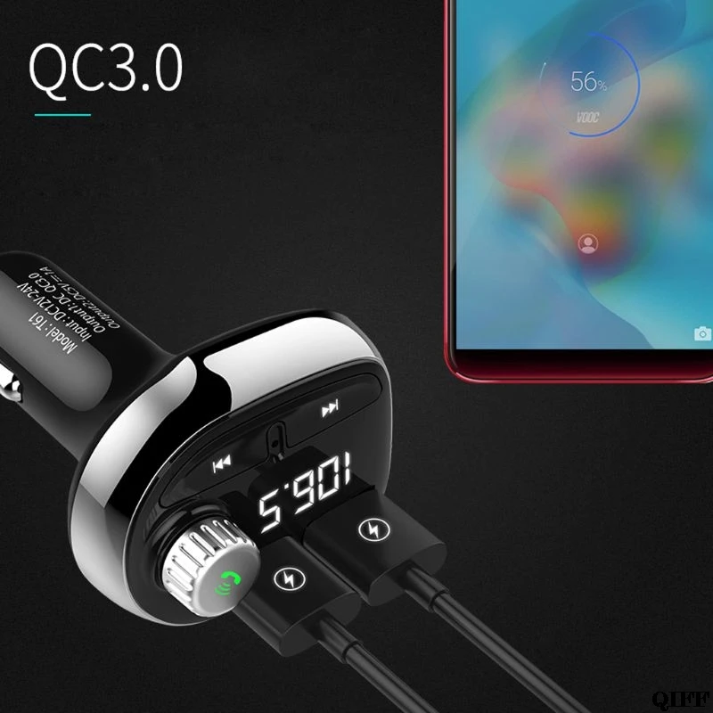 Hands-Free Bluetooth fm-передатчик TF U диск музыка Mp3 плеер универсальный QC 3,0 USB Автомобильное зарядное устройство для iphone APR28