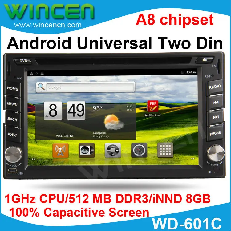 Sale 1080P pure Android Capacitive Screen Car DVD Universal Two 2 Din Support wireless mouse OBD(opt) GPS RADIO DVD Russian Menu 0