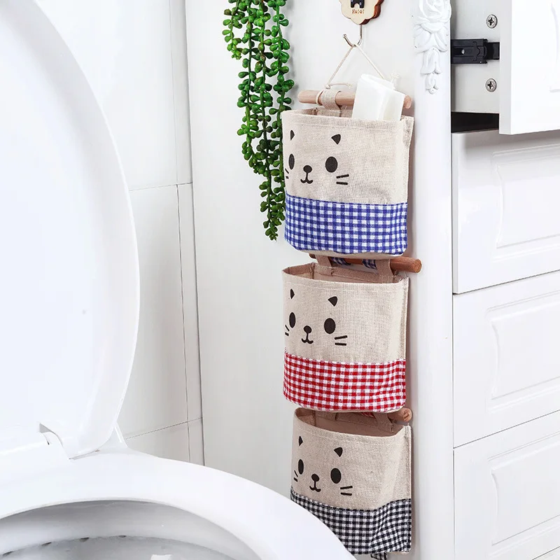 Fabric Cotton And Linen Pocket Storage Wall Hanging Storage Bags