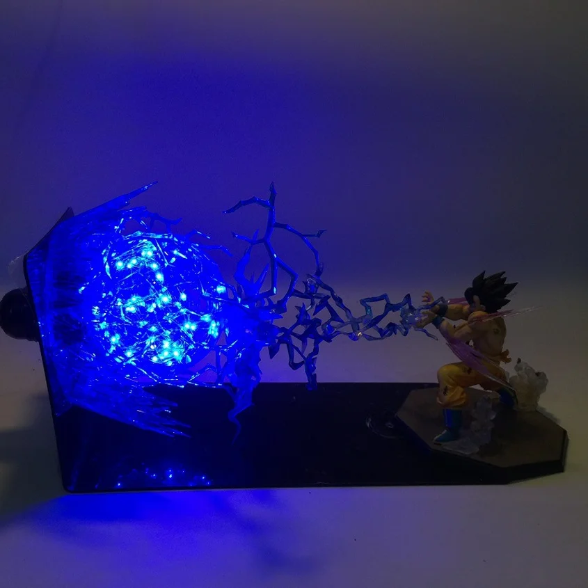 Фигурки игрушек Dragon Ball Z Son Goku Kamehameha светодиодная Взрывозащищенная сцена DIY ночные