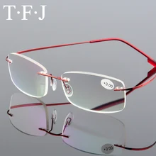 Джентльменские портативные очки для чтения для женщин и мужчин 7 цветов деловые легкие металлические очки без оправы прямоугольные дальнозорные очки