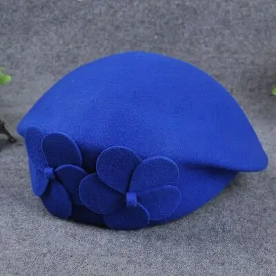 blue MAERSHEI винтажная черная шерстяная шляпа с куполом и бантом в виде листка лотоса, большая женская осенняя и зимняя шапка, темпераментная шапка - Цвет: blue