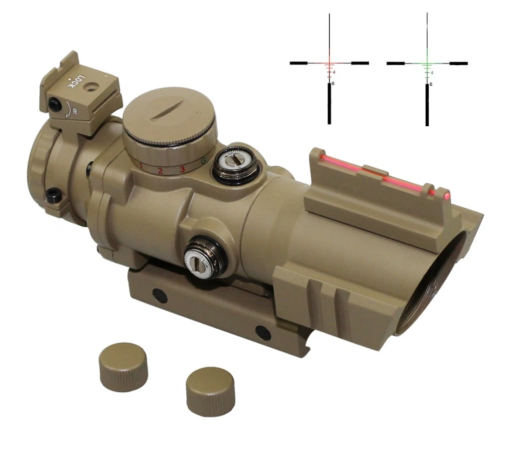 

Hunting Scope 4X32 Compact Riflescope Tactical Compact Red Green Blue Dot Vista Fiber with 3 Light Switch