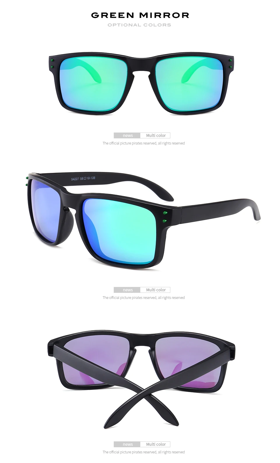 Солнцезащитные очки с квадратными линзами с de sol красные солнцезащитные очки для мужчин квадратный Для женщин мужчин, брендовый дизайн, солнцезащитные очки, зеркальные цветные UV400