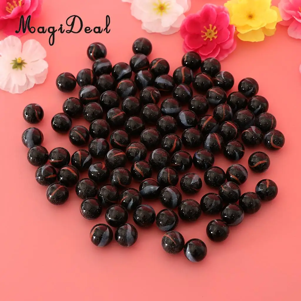 90PCS 16mm Colorful Glass Marbles, Kids Marble Run Game, Marble Solitaire Toy Accs Vase Filler & Fish Tank Home Decor - Black