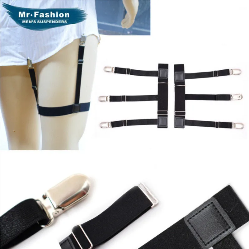 

Black Color Men's Suspenders for Shirt Keep Shirt Tucked Leg with Non-slip Suspenders High-elastic Thickened Garter Straps