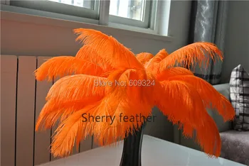 

Free Shipping-100 pcs12-14inch(30-35cm) Orange Ostrich Feather Plume for wedding table decor wedding centerpiece event decor