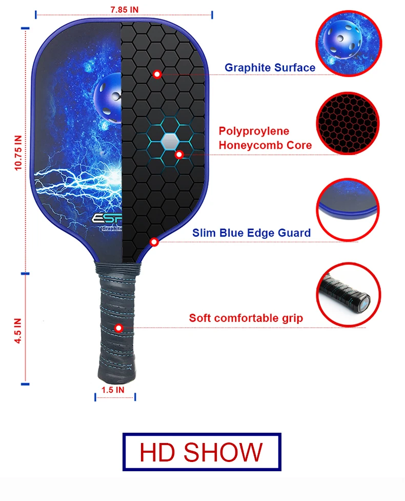 Esper Pickleball Paddle NX графитовый Pickleball Paddle композитный сотовый сердечник угольно-графитные волокна для лица легкая мощность