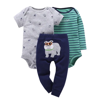 

3-Pieces NewBorn Baby Boys girl Clothing 2020 Baby Boys Suits Baby Clothing Set Short Sleeve O-Neck Children 100% Cotton Sets