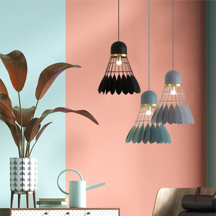 Nordic Badminton Pendant Light Fancy Hanging Feather Modern Decorative Pendant Lamp Bedroom Restaurant Pendant Light Indoor Lighting (15)